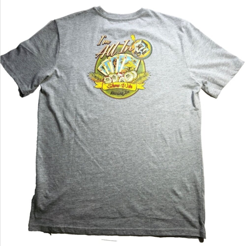Havana Jim T-Shirt Men's Medium Short Sleeve Crew Neck Casino Theme Grey Shirt